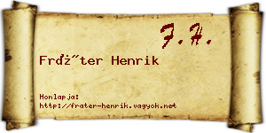 Fráter Henrik névjegykártya
